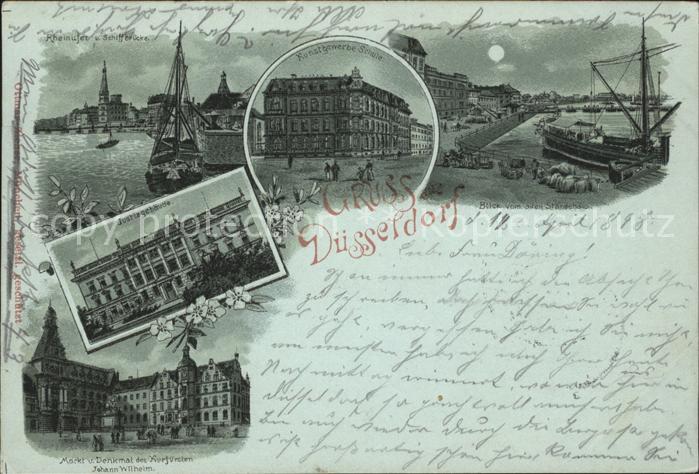 DuessELDORF  CITY Rheinufer Schiffbruecke Kunstgewerbeschule Justizgebaeude Mark