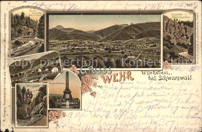 Wehr Baden Panorama Kriegerdenkmal Tunnel Wehratal Ruine Baerenfels Hirschsprung