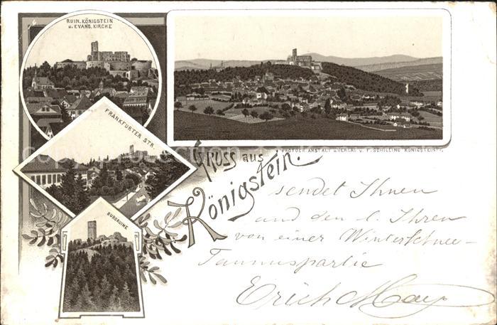 Koenigstein Taunus Panorama mit Burgruine Ev Kirche Frankfurter Str