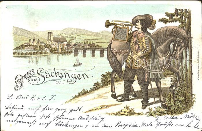 Saeckingen Rhein Panorama Postillion mit Pferd