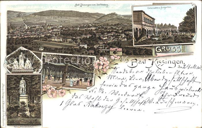 Bad Kissingen Panorama Quellengruppe Koenig Max Denkmal Racoczy Brunnen Colonnad