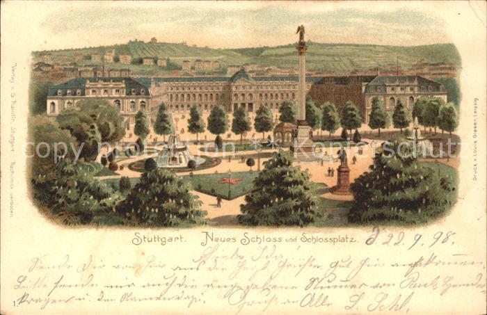 STUTTGART CITY Neues Schloss Schlossplatz Fontaene Jubilaeumssaeule