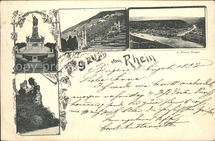 Bingerbrueck Rhein Panorama Nahemuendung Burg Ruine Nationaldenkmal Niederwald D