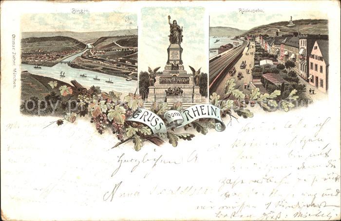 Bingen Rhein Panorama Nationaldenkmale Ruedesheim