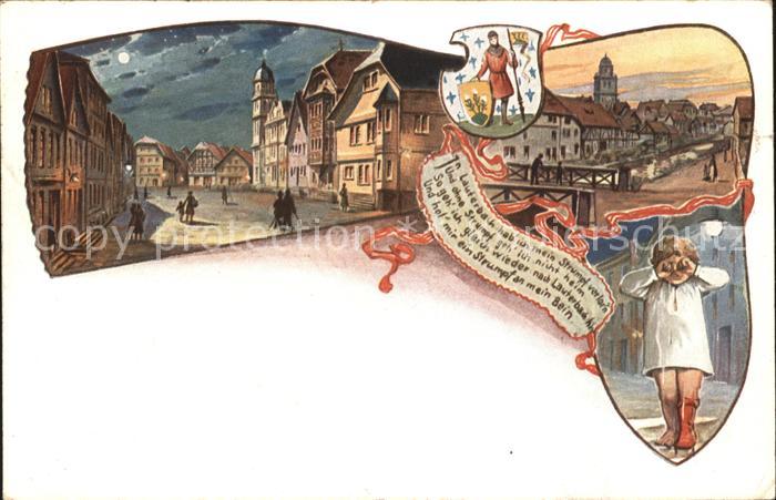 Lauterbach Hessen im Mondschein Kirche Strumpflied weinendes Kind Wappen