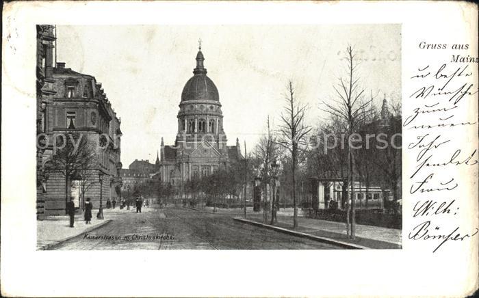 Mainz Rhein Kaiserstrasse mit Christuskirche