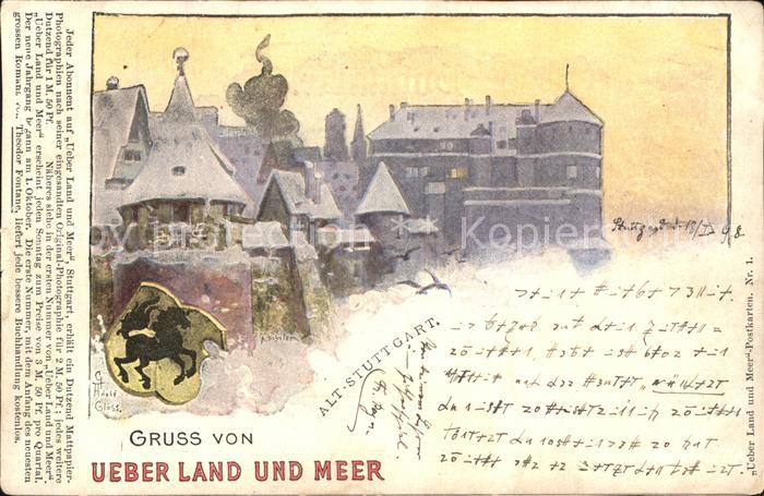 STUTTGART CITY Alt Stuttgart Wappen Serie Ueber Land und Meer Theodor Fontane