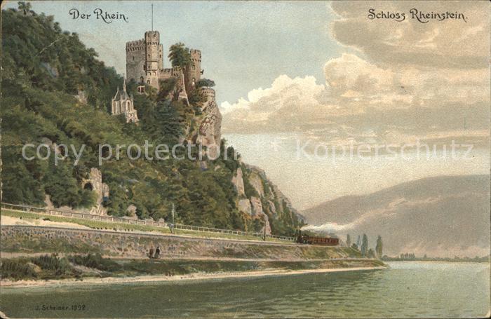 Trechtingshausen Schloss Rheinstein Rhein Eisenbahn Dampflokomotive