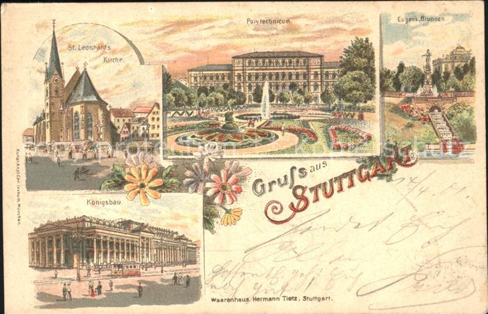 STUTTGART CITY St Leonhardskirche Polytechnikum Eugensbrunnen Koenigsbau
