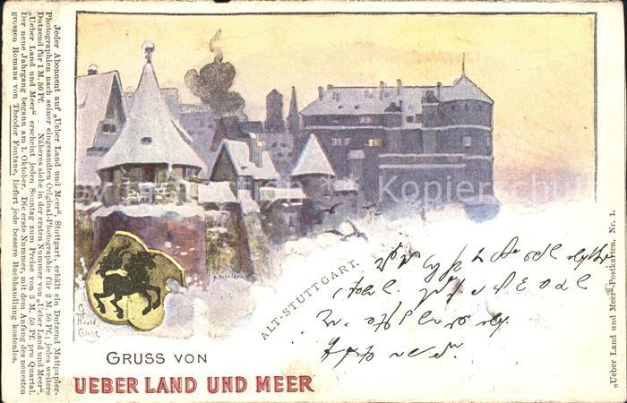 STUTTGART CITY Alt Stuttgart Wappen Serie Ueber Land und Meer Theodor Fontane