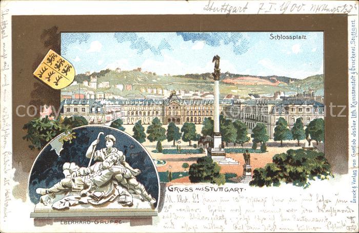 STUTTGART CITY Schlossplatz Jubilaeumssaeule Denkmal Eberhardsgruppe Skulptur W