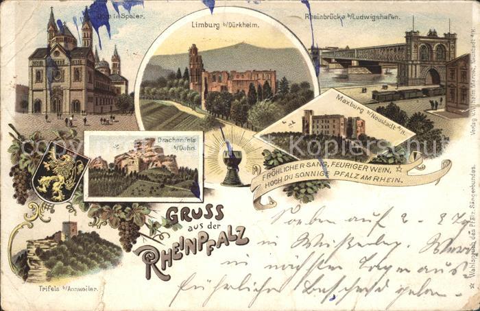 Bad Duerkheim Burgen und Schloesser Rheinpfalz Wappen Bahnpost