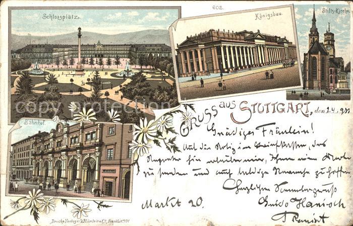 STUTTGART  CITY Schlossplatz Koenigsbau Stiftskirche Bahnhof