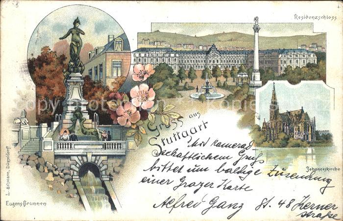 STUTTGART  CITY Eugensbrunnen Schlossplatz Jubilaeumssaeule Residenzschloss Joha