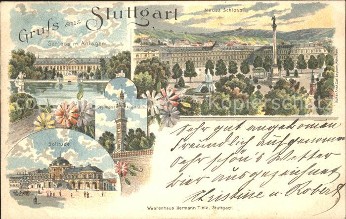 STUTTGART  CITY Schloss mit Anlagen Solitude Degerlocher Aussichtsturm