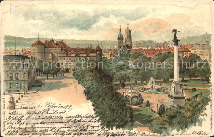STUTTGART  CITY Schlossplatz Altes Schloss Jubilaeumssaeule