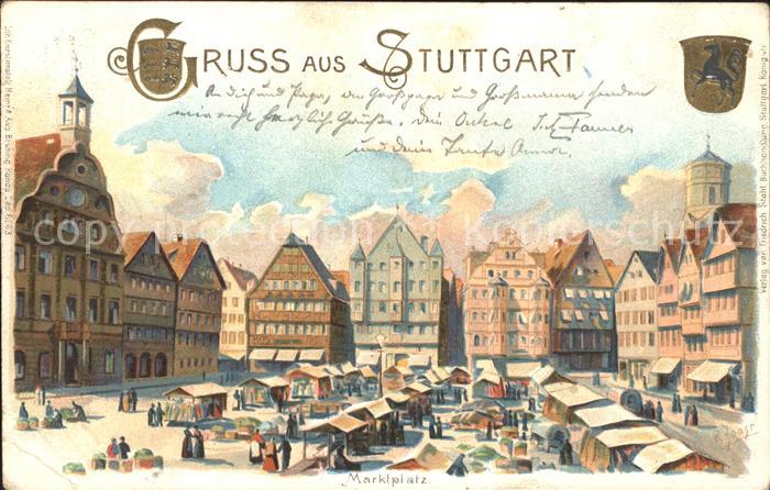 STUTTGART  CITY Marktplatz Kuenstlerkarte Wappen