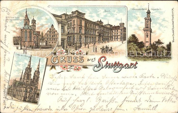 STUTTGART  CITY Stiftskirche Schillerdenkmal Post Aussichtsturm Degerloch Marien