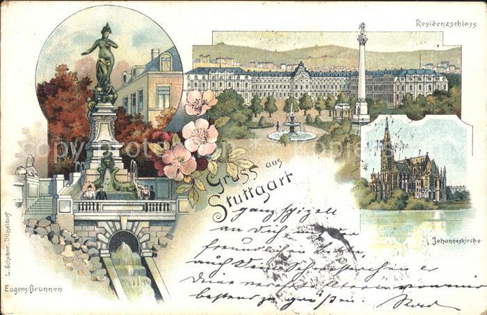 STUTTGART  CITY Eugensbrunnen Residenzschloss Jubilaeumssaeule Johanneskirche Ko