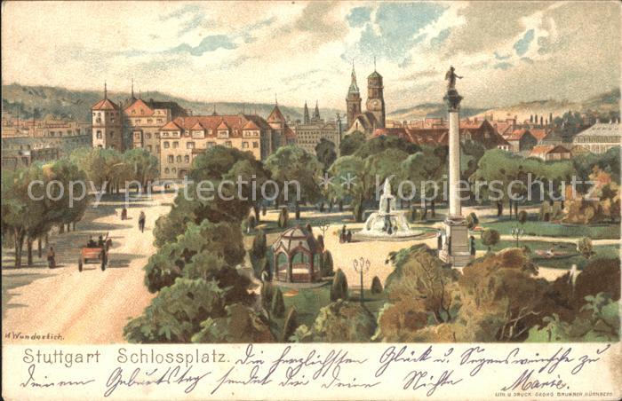 STUTTGART  CITY Schlossplatz Jubilaeumssaeule Fontaene