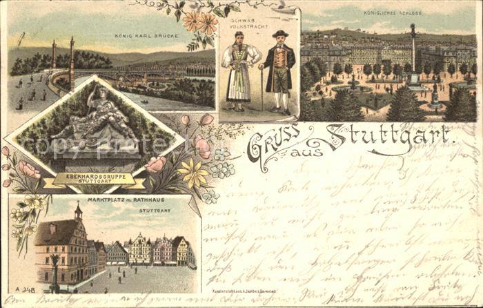 STUTTGART  CITY Koenig Karl Bruecke Schloss Saeule Volkstracht Eberhardsgruppe S