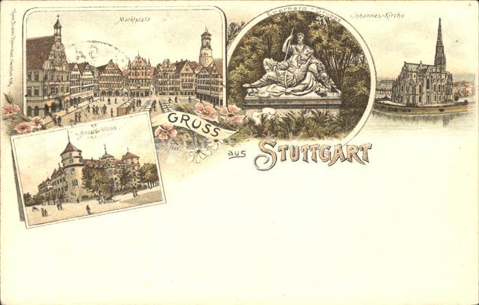 STUTTGART  CITY Marktplatz Eberhardsgruppe Skulptur Johanneskirche Altes Schloss