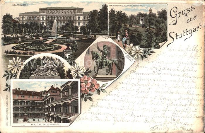 STUTTGART  CITY Stadtgarten Hauffdenkmal Aussichtsturm Hof Altes Schloss Graf Eb