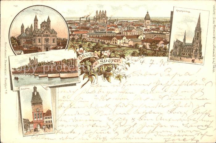 Speyer Rhein Dom Schiffbruecke Altpoertel Retscherkirche
