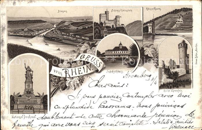 Bingen Rhein Nahemuendung Schloss Rheinstein Maeuseturm Nationaldenkmal Ruine Eh