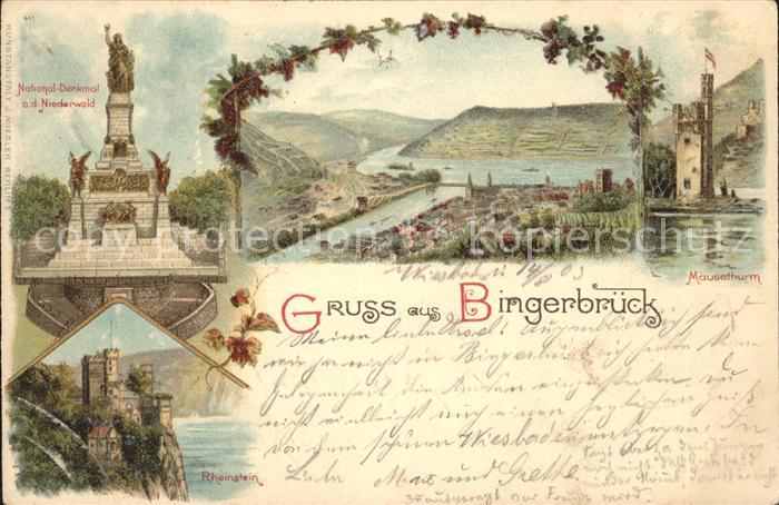 Bingerbrueck Rhein Panorama Maeuseturm Nationaldenkmal Niederwald Burg Rheinstei