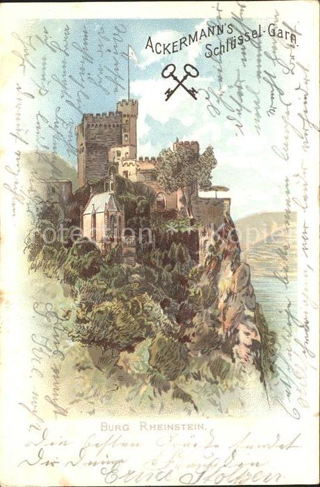 Trechtingshausen Burg Rheinstein Ackermann's Schluessel Garn Werbung