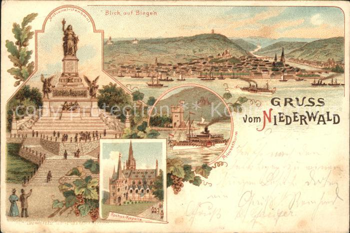 Bingen Rhein Nationaldenkmal Niederwald Rochuskapelle Maeuseturm Rheindampfer