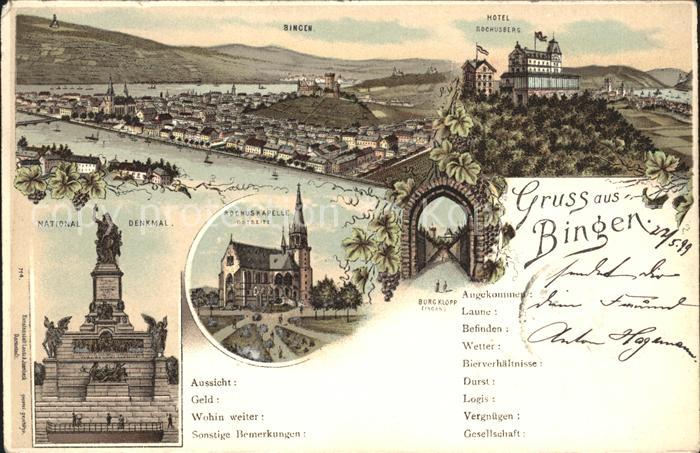 Bingen Rhein Hotel Rochusberg Rochuskapelle Nationaldenkmal Niederwald Burg Klop