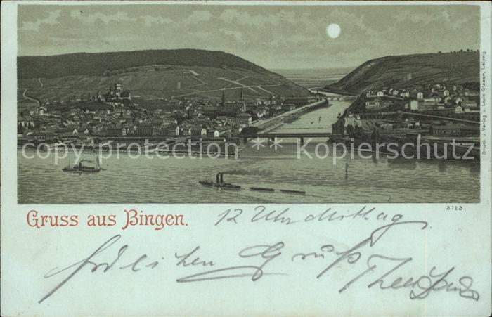 Bingen Rhein Nahemuendung im Mondschein