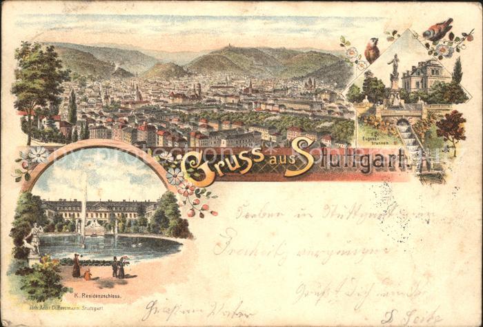 STUTTGART  CITY Gesamtansicht Eugensbrunnen Residenzschloss See