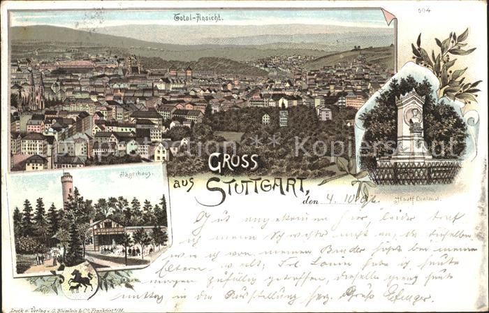 STUTTGART  CITY Gesamtansicht Hauff Denkmal Jaegerhaus Turm