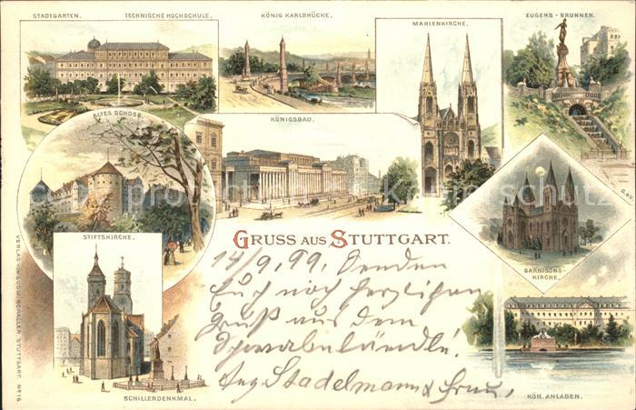 STUTTGART  CITY Stadtgarten Technische Hochschule Karlsbruecke Eugensbrunnen Koe