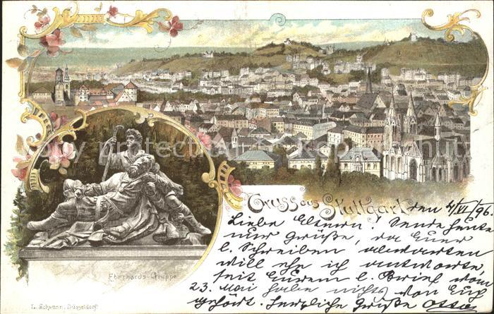 STUTTGART  CITY Blick ueber die Stadt Eberhardsgruppe Skulptur