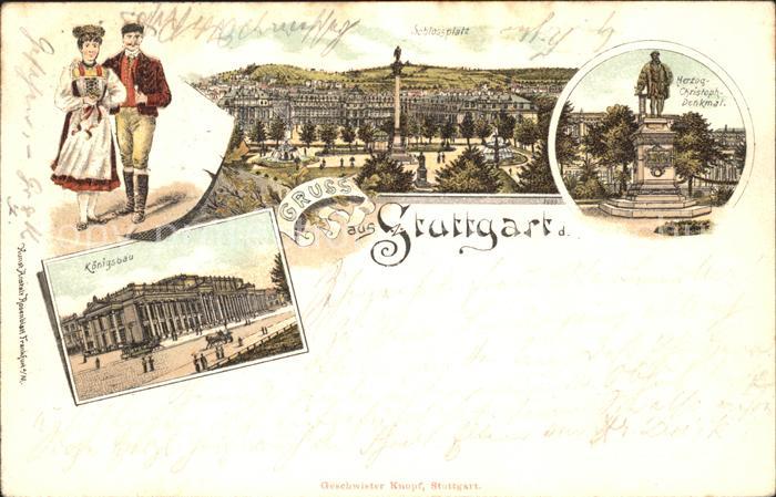 STUTTGART  CITY Schlossplatz Jubilaeumssaeule Herzog Christoph Denkmal Trachten