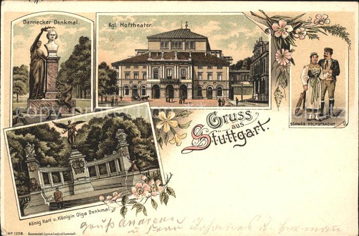 STUTTGART  CITY Dannecker Denkmal Koenigliches Hoftheater Volkstracht Koenig Kar
