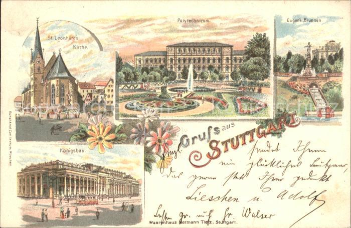 STUTTGART  CITY St Leonhards Kirche Polytechnikum Park Eugensbrunnen Koenigsbau