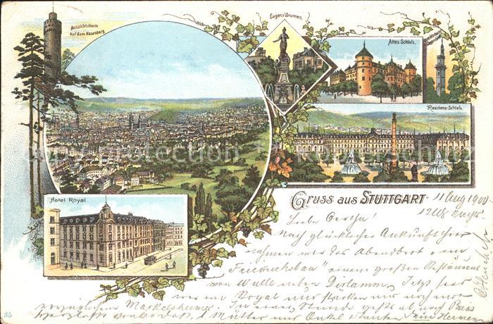 STUTTGART  CITY Gesamtansicht Aussichtsturm Hasenberg Eugensbrunnen Altes Schlos