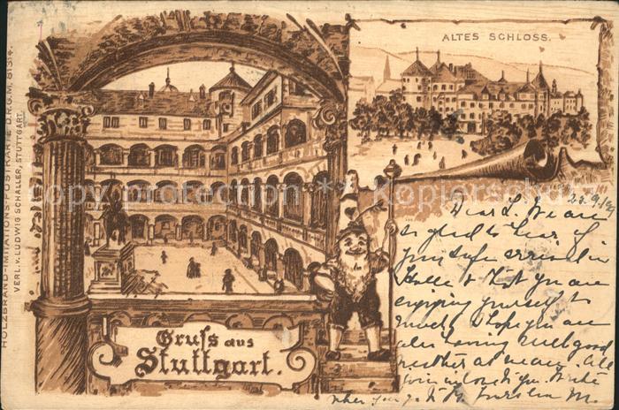 STUTTGART  CITY Altes Schloss Hof Denkmal Zwerg