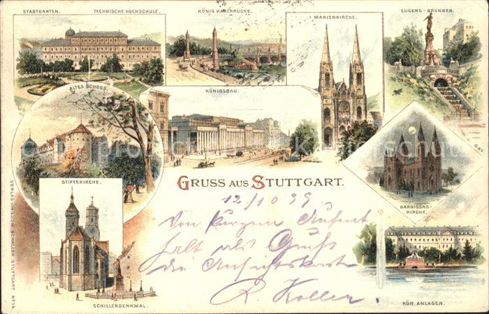 STUTTGART  CITY Stadtgarten Technische Hochschule Karlsbruecke Kirche Eugensbrun