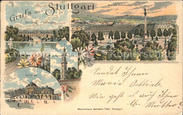 STUTTGART  CITY Schloss Anlagen Neues Schloss Fontaene Saeule Degerlocher Aussic