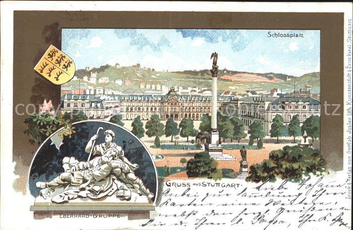 STUTTGART  CITY Schlossplatz Jubilaeumssaeule Eberhardsgruppe Skulptur Wappen