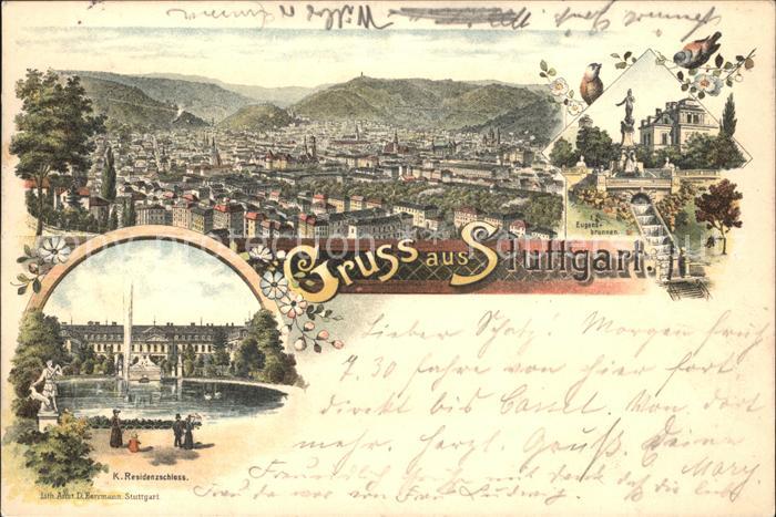 STUTTGART  CITY Gesamtansicht Eugensbrunnen Residenzschloss Skulptur See