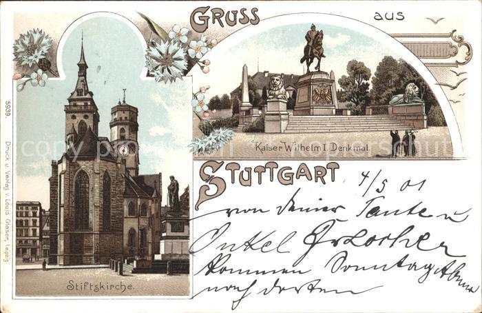 STUTTGART  CITY Stiftskirche Kaiser Wilhelm Denkmal Reiterstandbild