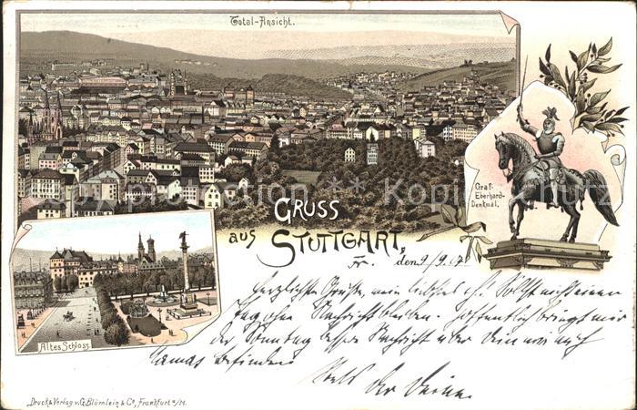STUTTGART  CITY Totalansicht Graf Eberhard Denkmal Reiterstandbild Altes Schloss