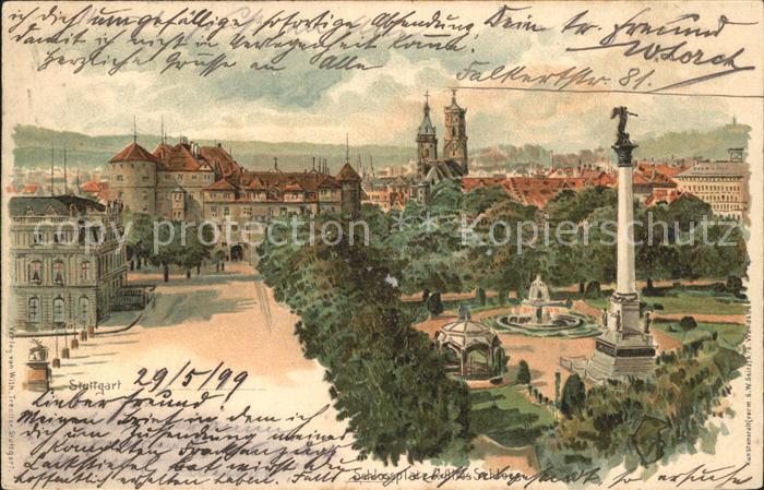 STUTTGART  CITY Schlossplatz Altes Schloss Jubilaeumssaeule